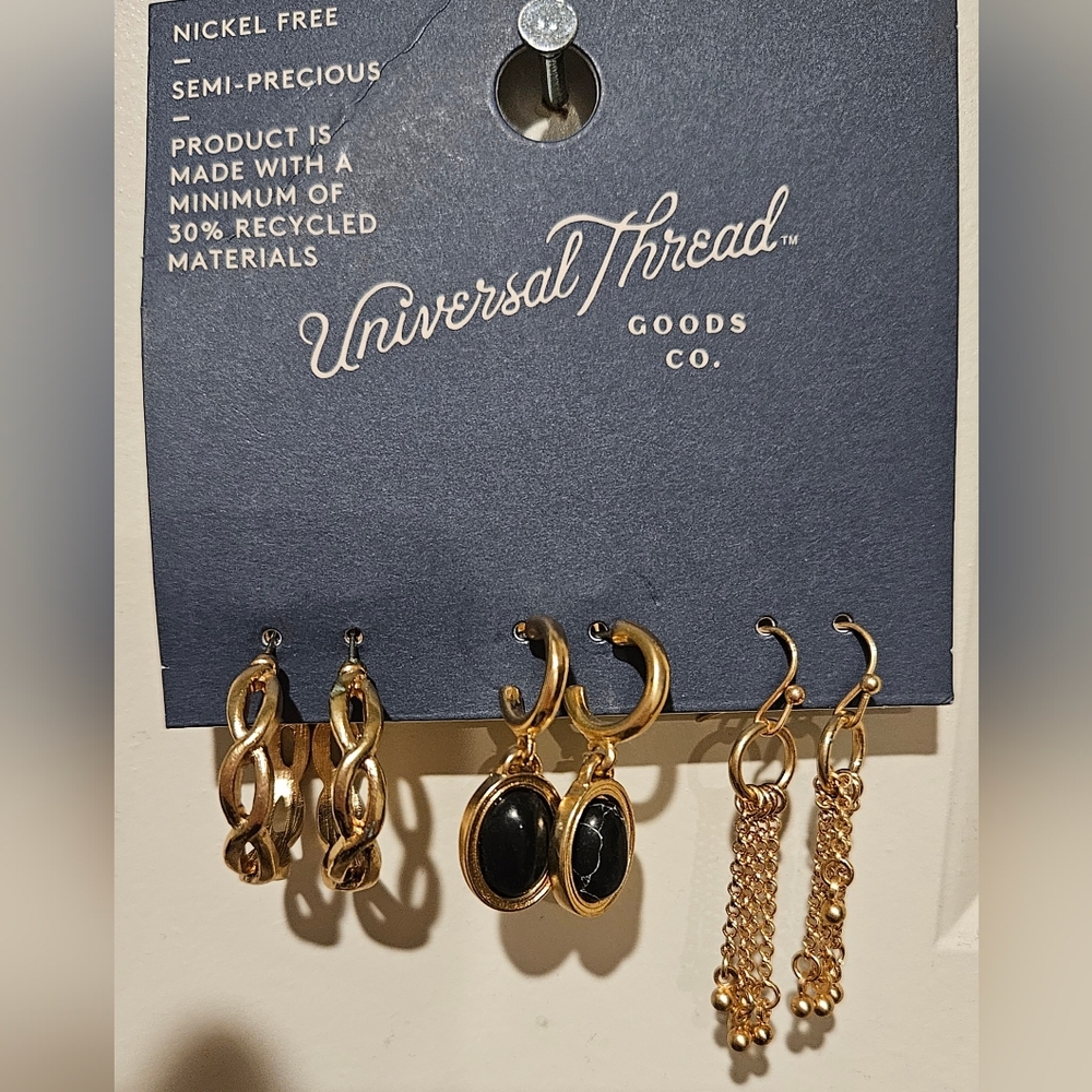 NWT Universal Thread Semi-Precious Earring Set 3pc.